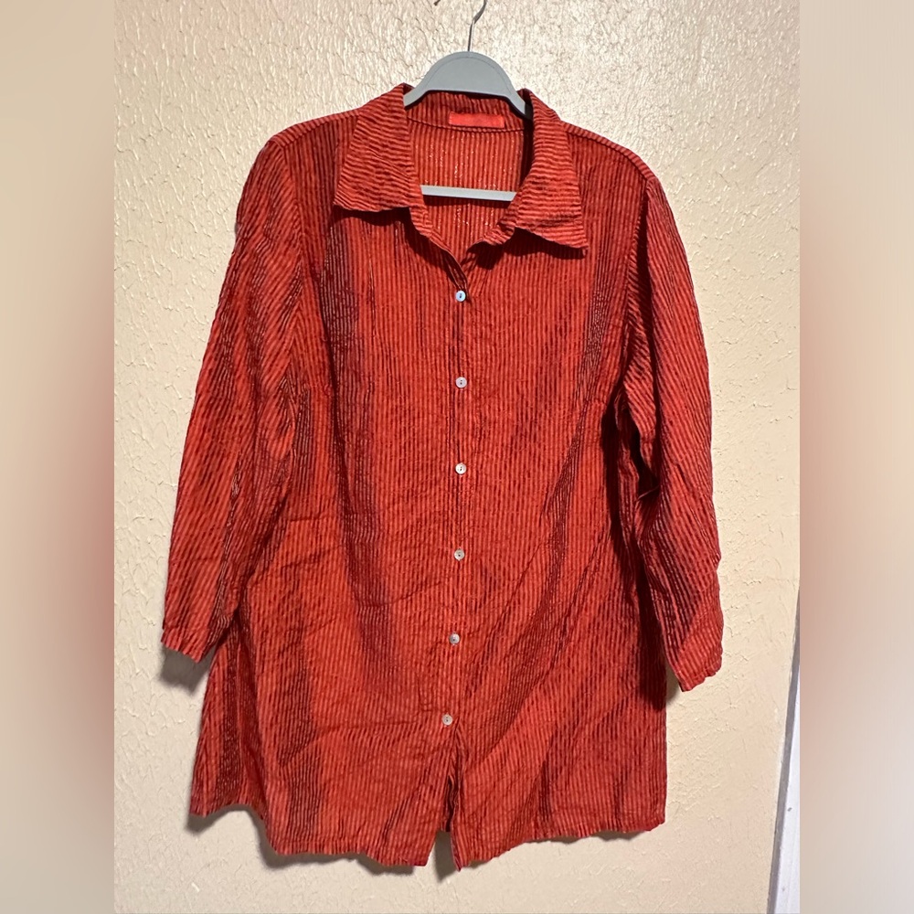 Cut Loose Button Down Shirt Size XL All over Embroidery‎ Tencel